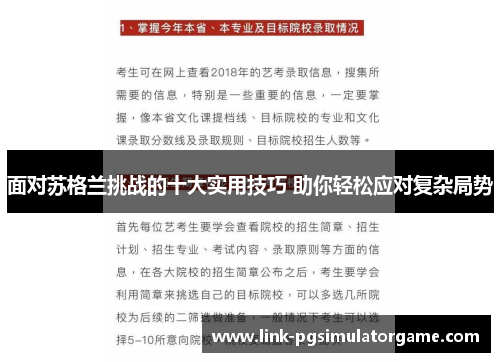 面对苏格兰挑战的十大实用技巧 助你轻松应对复杂局势