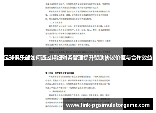 足球俱乐部如何通过精细财务管理提升赞助协议价值与合作效益